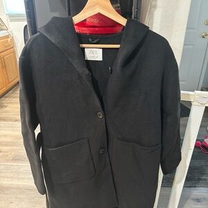 Zara black wrap coat